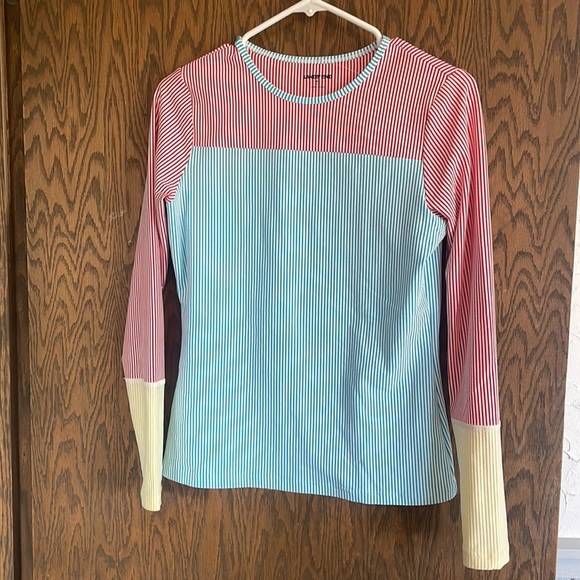 Lands' End Red and White Striped Swim Rash Guard - Picture 1 of 4